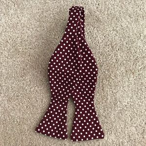 Burgundy polka dot bow tie (Bull + Blossom brand)